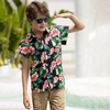 Children Kids Baby Fashion Boys Short Sleeve Floral Print Beach Shirt