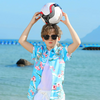 Children Kids Baby Fashion Boys Short Sleeve Floral Print Beach Shirt