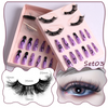 Women Multi Layer Thick Messy False Eyelashes Halloween Skull False Nail Set