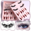 Women Multi Layer Thick Messy False Eyelashes Halloween Skull False Nail Set