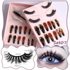 Women Multi Layer Thick Messy False Eyelashes Halloween Skull False Nail Set