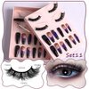 Women Multi Layer Thick Messy False Eyelashes Halloween Skull False Nail Set