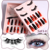 Women Multi Layer Thick Messy False Eyelashes Halloween Skull False Nail Set