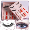 Women Multi Layer Thick Messy False Eyelashes Halloween Skull False Nail Set