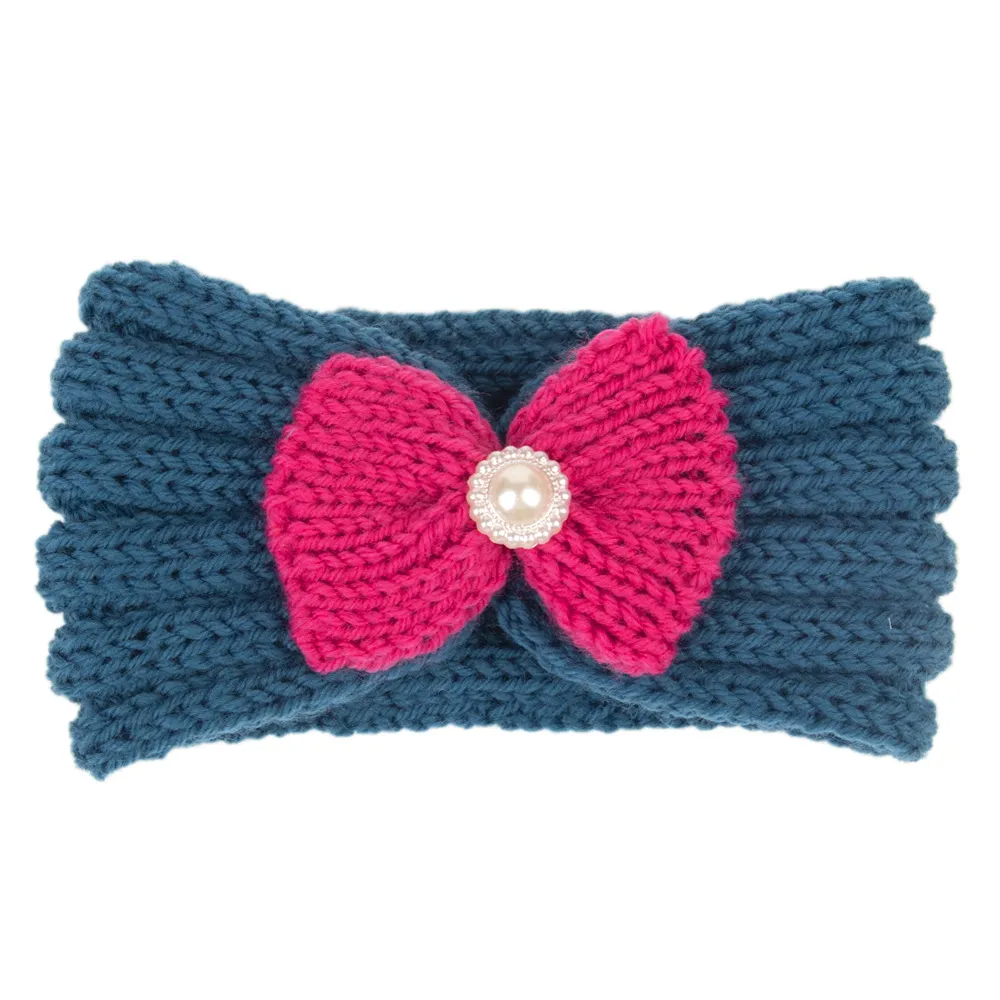 Kids Cute Bowknot Bunny Ears Wool Warm Headband