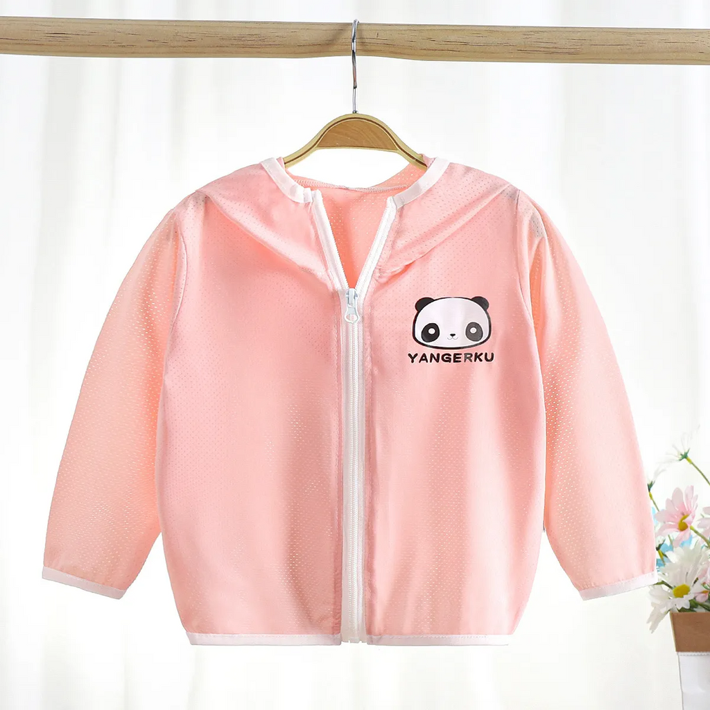 Kids Cute Cartoon Bear Pattern Long Sleeve Zipper Breathable Coat