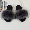 ( 2 pair ) Wholesale Women Winter Fashion Plus Size Faux Fox Fur Plush Flat Slippers