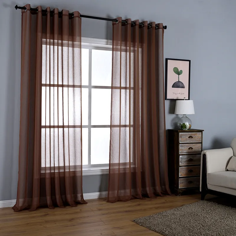 (Buy 1 Get 1) Living Room Bedroom Balcony Semi-Shading Solid Color Mesh Curtain