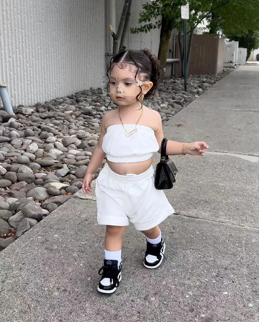 Kids Toddler Girls Summer Fashion Casual Cute Sweet Solid Color Tube Top Shorts Set