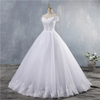 White Ivory Lace Appliques Ball Gown Off The Shoulder Short Sleeves Bridal Dress Wedding Dresses