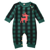 Kids Baby Boys Girls Christmas Deer Plaid Long Sleeve Round Neck Romper