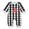 Kids Baby Boys Girls Christmas Deer Plaid Long Sleeve Round Neck Romper