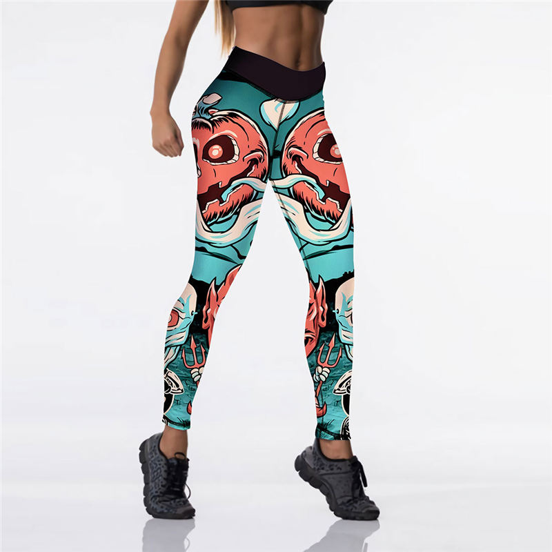 Women Halloween Fashion Cartoon Print Yoga Leggings