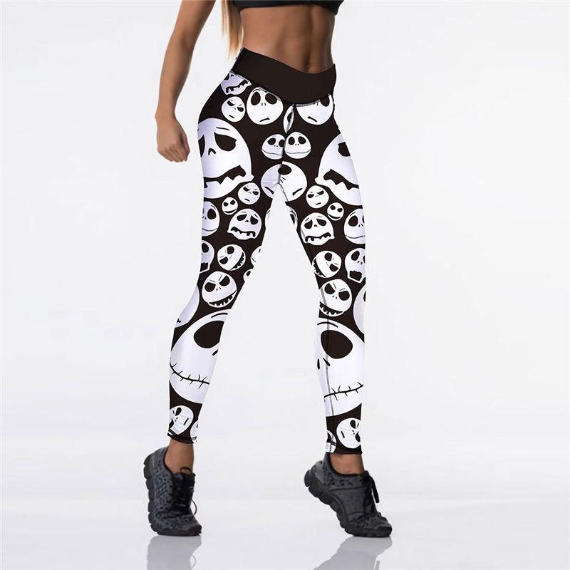 Women Halloween Fashion Cartoon Print Yoga Leggings