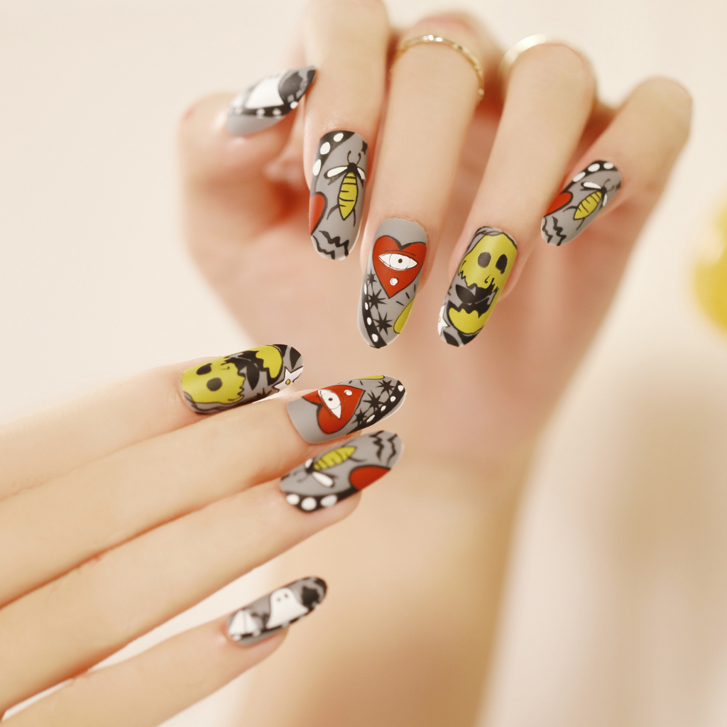 ( Buy 1 Get 2 ) Halloween Women Horror Funny Skull Ghost Wearable False Nails