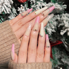 Women Fashion Pink Glitter Edge Snowflake False Nails