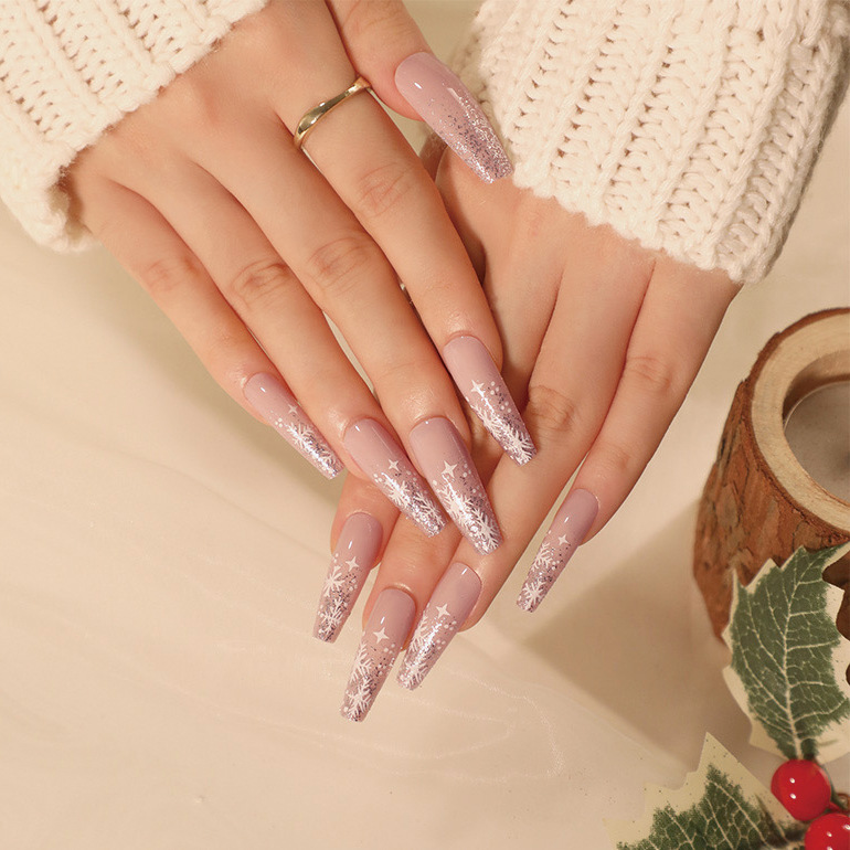 ( Buy 1 Get 2 ) Women Fashion Cartoon Christmas Tree Snowflake Wearable False Nails