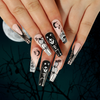 ( Buy 1 Get 2 ) Women Fashion Halloween Cobweb White Skull Pumpkin Star Moon False Nails