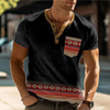 (Buy 1 Get 1) Men Casual Ethnic Print Short-Sleeved Polo Shirt