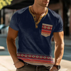 (Buy 1 Get 1) Men Casual Ethnic Print Short-Sleeved Polo Shirt