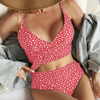 Women'S Sexy Polka Dot Print Cross Tie Swimsuit Set