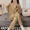 Cozy Women Summer Solid Color Homewear Long-Sleeved Trousers Pajamas Suit