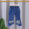 Children Kids Baby Fashion Girls Casual Basic Bow Thin Denim Flared Pants