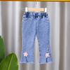 Children Kids Baby Fashion Girls Casual Basic Flower Thin Denim Pants