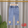 Children Kids Baby Fashion Girls Casual Basic Flower Thin Denim Pants