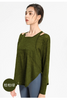 Women Casual Loose Solid Color Round Neck Long Sleeve Sports Top