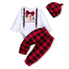 Kids Baby Boys Girls Christmas Bow Long Sleeve Round Neck Romper Played Trousers Sets