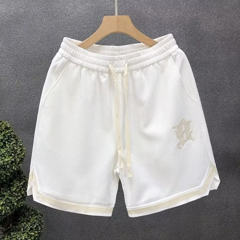 Men Casual Embroidered Waffle Sports Loose Shorts