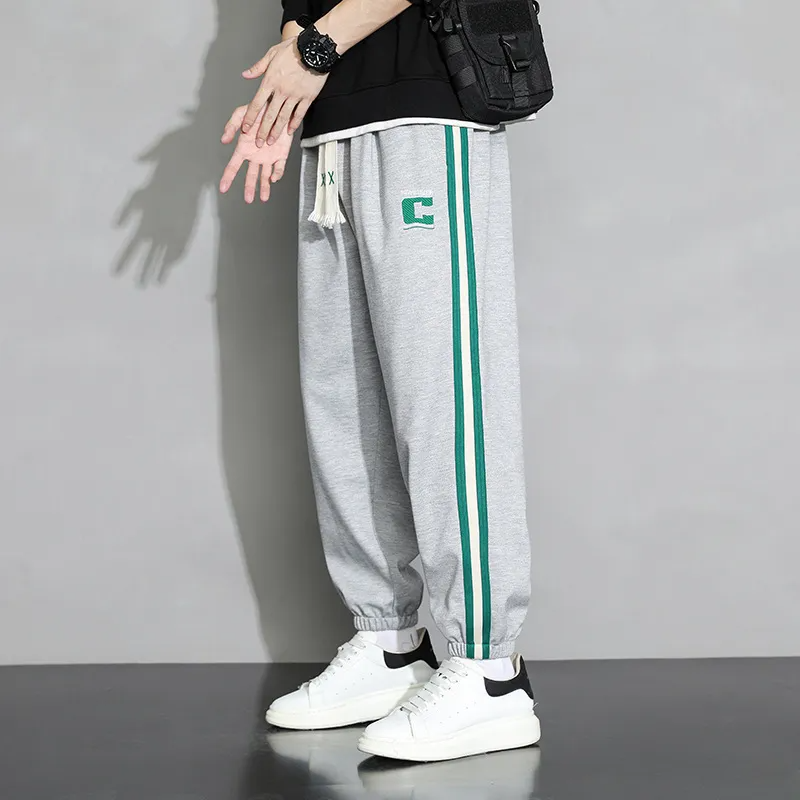 Men Spring Autumn Fashion Casual Cotton Solid Color Plus Size Joggers Pants