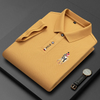 Men Casual Solid Color Horseback Riding Pattern Embroidered Lapel Short Sleeve Slim Polo Shirt