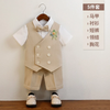 Kids Toddler Big Boys Summer Fashion Casual British Style Solid Color Bow Button Waistcoat Shirt Shorts Party Clothing Set