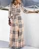 Women Fashion Casual Long Sleeve Printed Maxi Dress