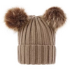 Kids Warm Solid Color Double Pompon Knitting Cap