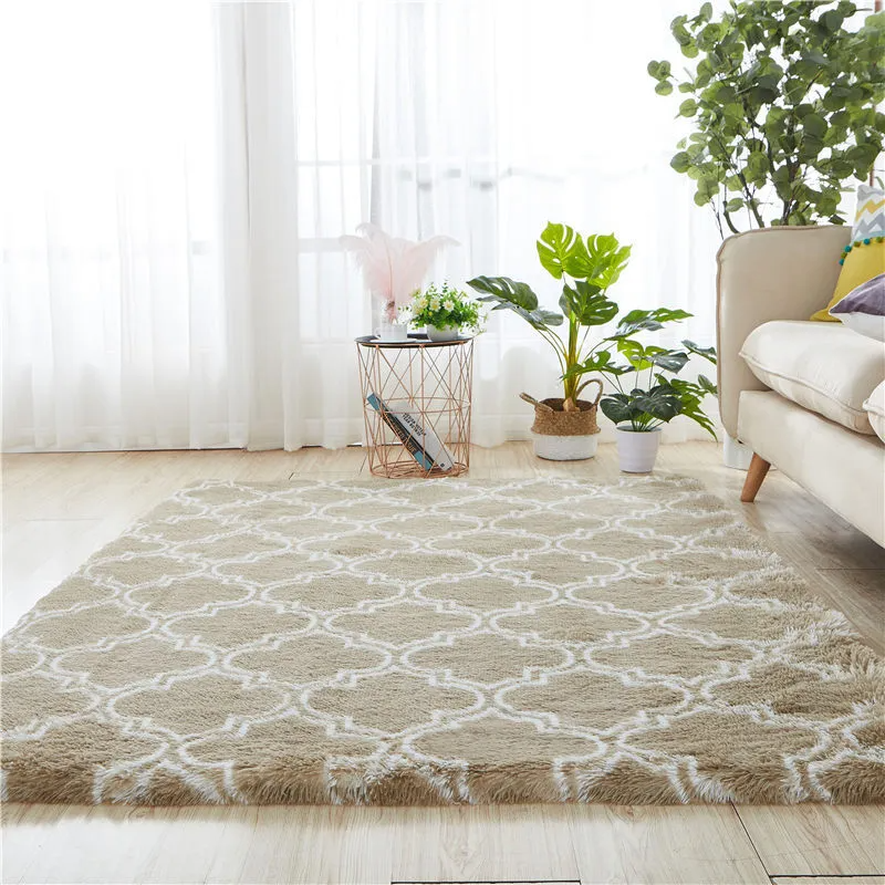 Simple Tie-Dyed Long Plush Thickened Home Round Carpet