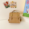 Kids Girls Fashion Casual Retro Solid Color Square Magnetic Button Backpacks Bags