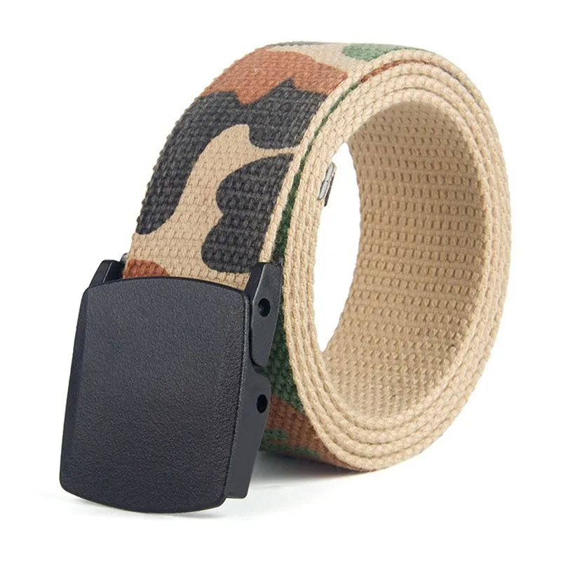 Unique Both Sides Use Men Outdoor Use Classic Camouflage Print Canvas Belt