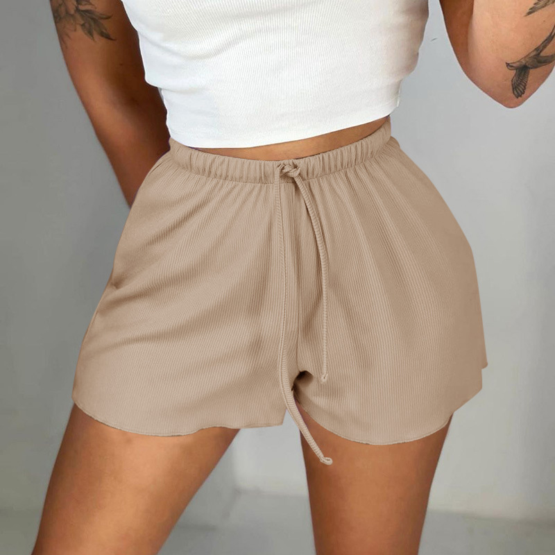 Women'S Fashion Casual Solid Color Drawstring Waist Shorts