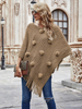 Autumn And Winter Women Fashion Solid Color Fur Ball Fringed Shawl Sweater Coat