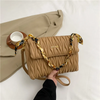 Women Fashion Creased Square Flap Chain Shoulder Bag