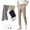 (Buy 1 Get 1)  Men Basic Mid Waist Solid Color Crop Straight Suit Pants