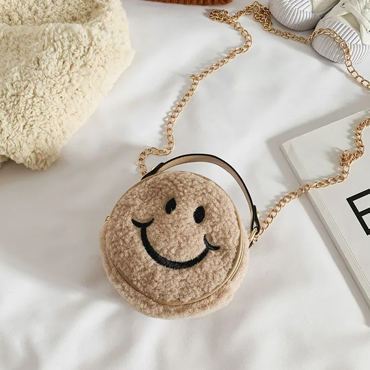 (Buy 1 Get 2) Cute Smiley Pattern Short Plush Crossbody Bag