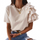 Women Elegant Solid Color Ruffled Short Sleeves Round Neck Loose Summer Blouse