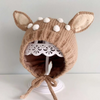 Kids Pullover Hat With Double Rabbit Ears Windproof And Warm Cartoon Knitted Hat