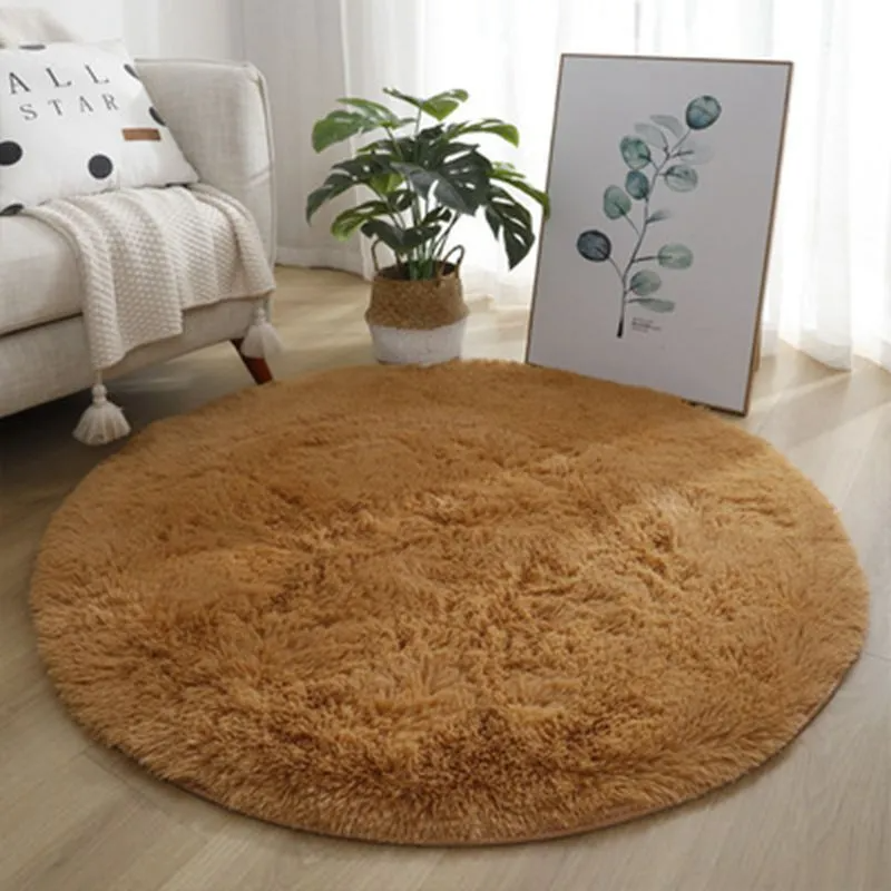 Household Solid Color Round Thickened Carpet