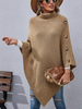 Autumn And Winter Women Fashion Button High Collar Irregular Sweater Shawl Coat