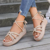 Women Fashion Casual Solid Color Strap Thick-Soled Round Toe Sandals